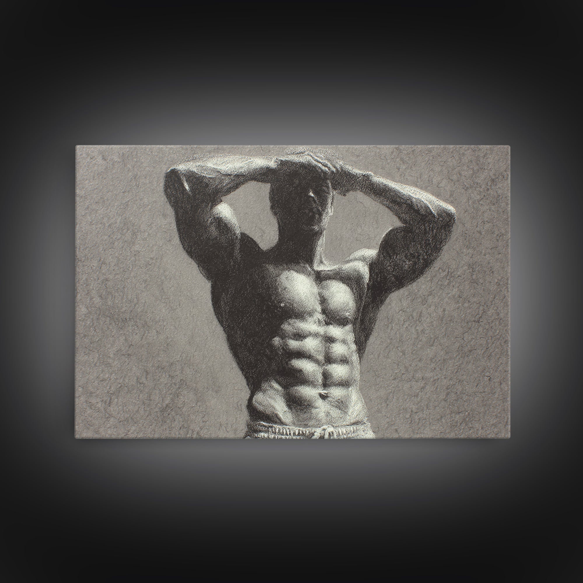 Bodybuilder Pose Rendered Canvas Print, Gym Art, Art Print, Gym Decor, Fine Art, Strength, Abstract Wall Art, Bar Art, GYM-3x2-56