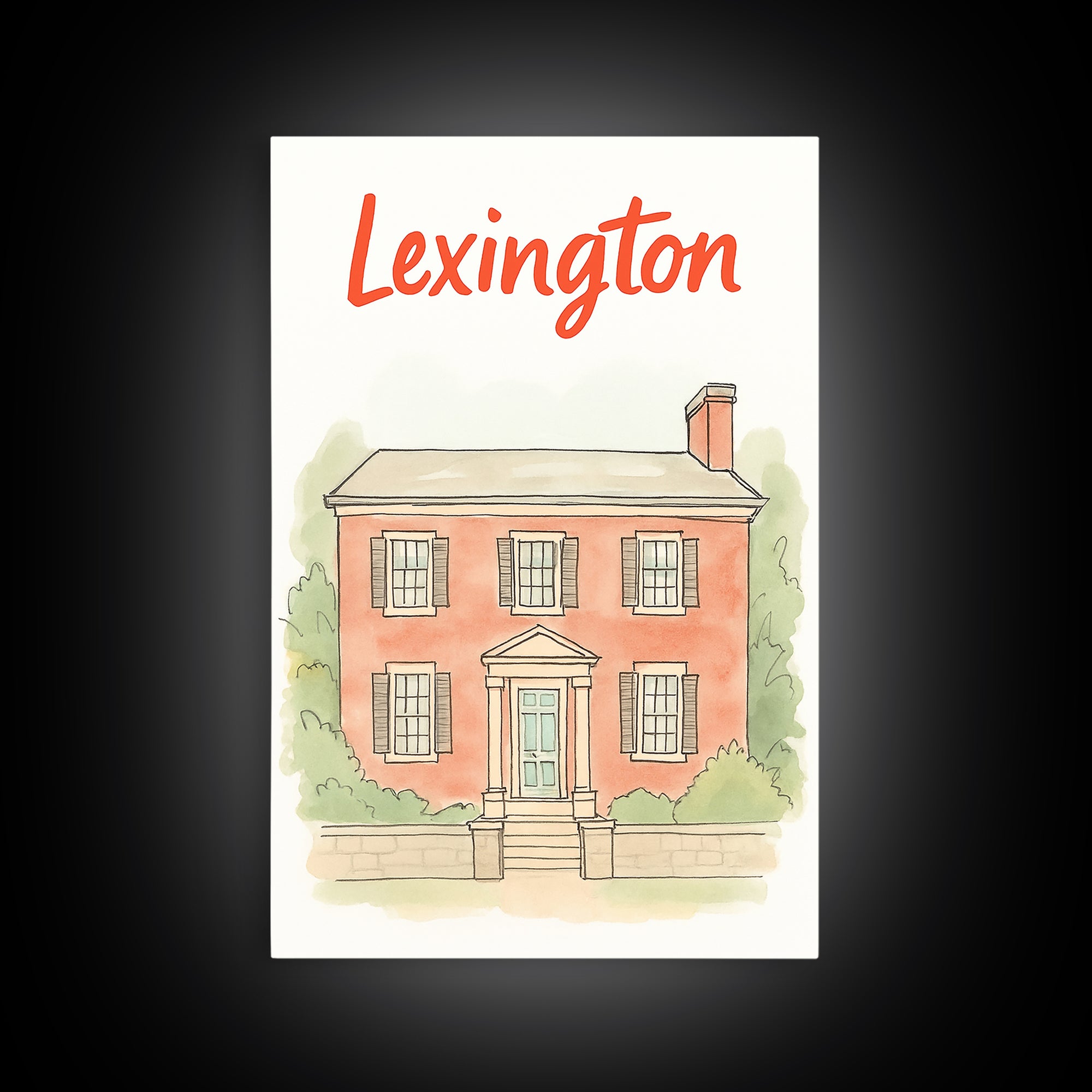 Lexington Travel Poster, Canvas Print, Illustrated City Wall Art, Lexington Wall Art, Travel Poster Art, Watercolor City Skyline, Design 2