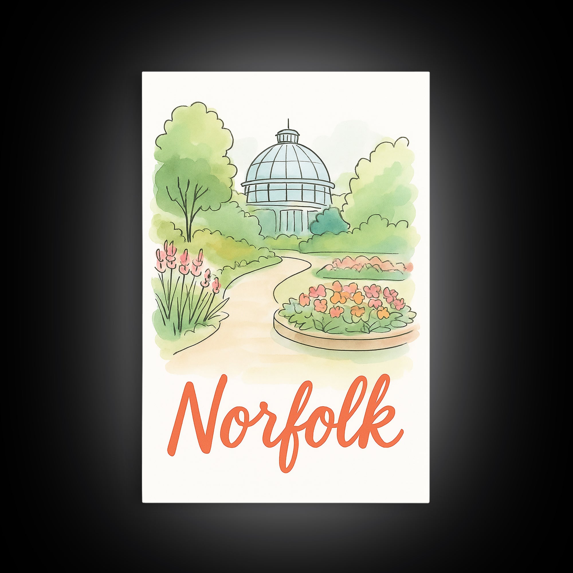 Norfolk Virginia Travel Poster, Canvas Print, Hand Drawn Watercolor Art, Norfolk City Art, Watercolor Cityscape, Wall Art, Art Print