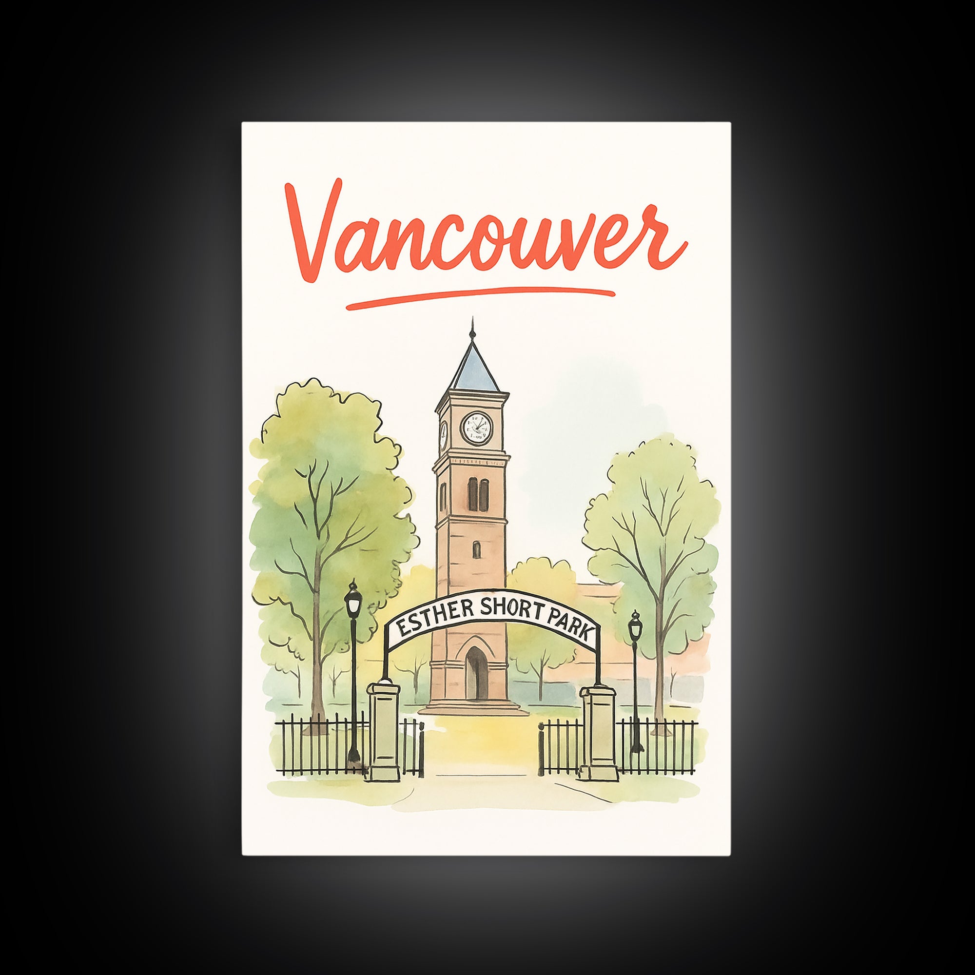 Vancouver Travel Poster, Framed Canvas Print, Watercolor Skyline Art, Vancouver Art Print, City Travel Prints, Eclectic Wall Decor