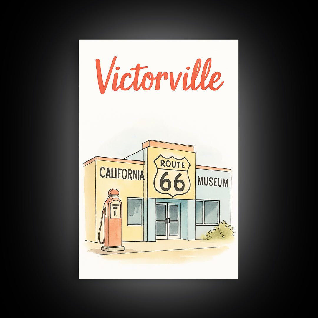 Victorville Travel Poster, Canvas Print, Hand Drawn Watercolor Art, Victorville Wall Art, Travel Poster Art, City Art Print, Wall Art