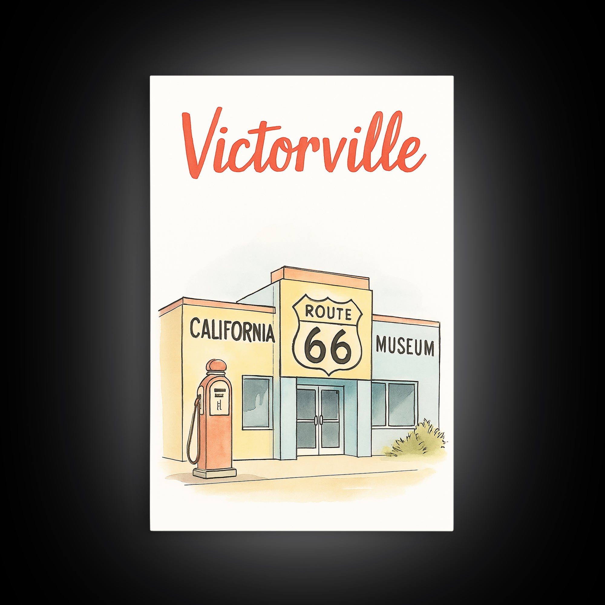 Victorville Travel Poster, Canvas Print, Hand Drawn Watercolor Art, Victorville Wall Art, Travel Poster Art, City Art Print, Wall Art