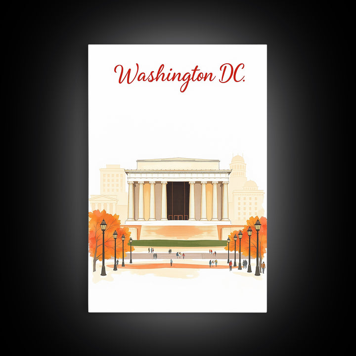 Washington DC Travel Poster, Canvas Print, Soft Sketch Travel Art, Washington Art Print, Home Office Decor, Watercolor Downtown Skyline