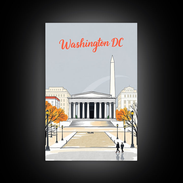 Washington Travel Poster, Framed Canvas Print, Hand Drawn Watercolor Art, Washington Poster Print, Travel Poster Set, Mid Century Wall Art
