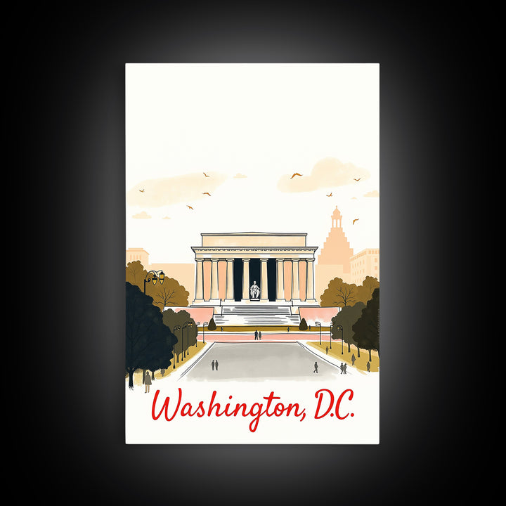 Washington Travel Poster, Canvas Print, Watercolor Skyline Art Art, Washington Travel Art, Travel Art Print, Travel Wall Art, City Art Print