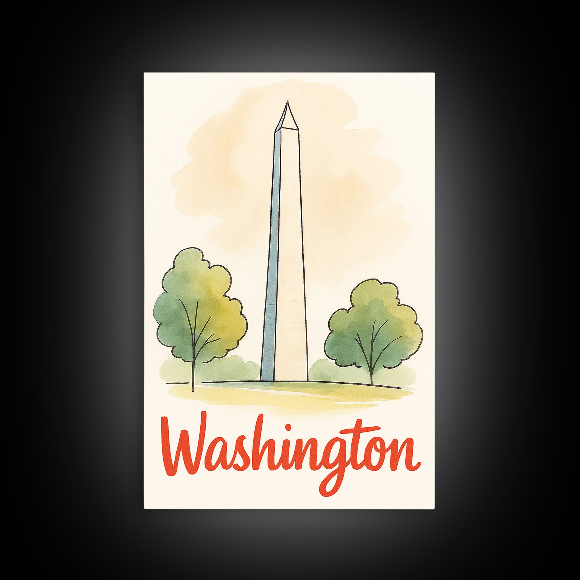 Washington Travel Poster, Canvas Print, Watercolor City Skyline Art, Washington Art Print, Modern Wall Decor, City Art Print, City Poster