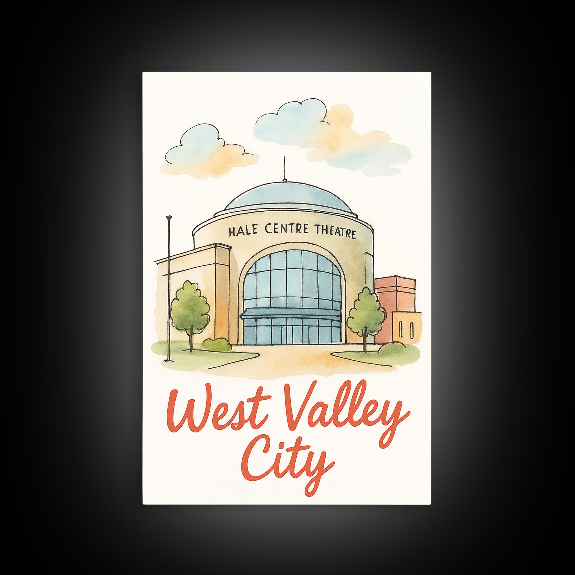 West Valley City Utah Travel Poster, Canvas Print, Watercolor Downtown Skyline Art, West Valley City Poster Print, Poster Art, Wall Decor