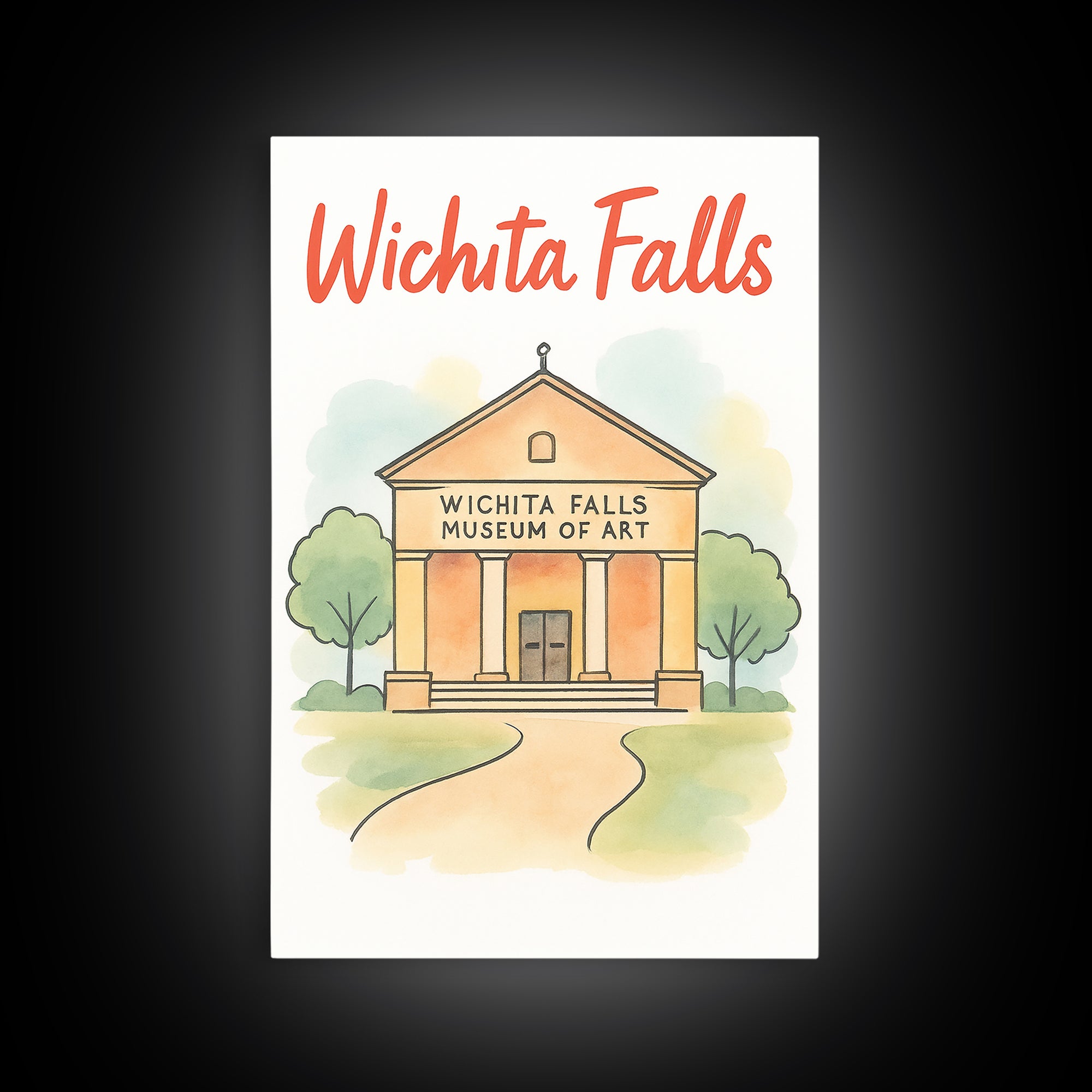 Wichita Falls Texas Travel Poster, Canvas Print, Soft Sketch Travel Art, Wichita Falls Poster Print, Travel Wall Art, Home Office Decor