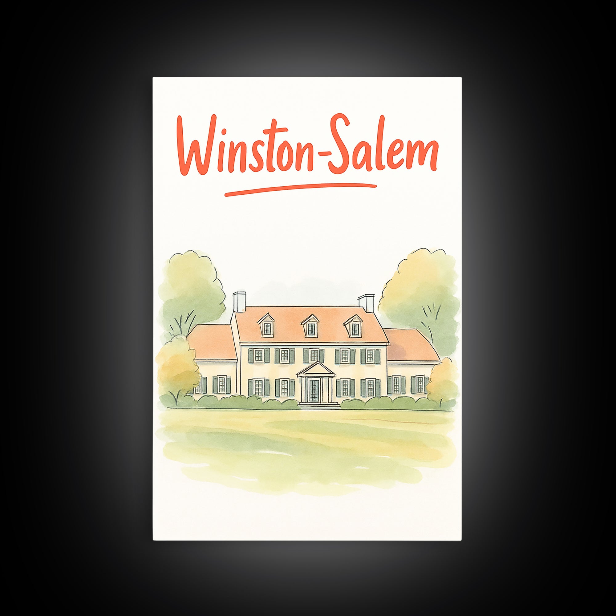 Winston Salem Travel Poster, Canvas Print, Illustrated City Wall Art, Winston Salem Art Print, Mid Century Wall Art, Vintage Travel Art