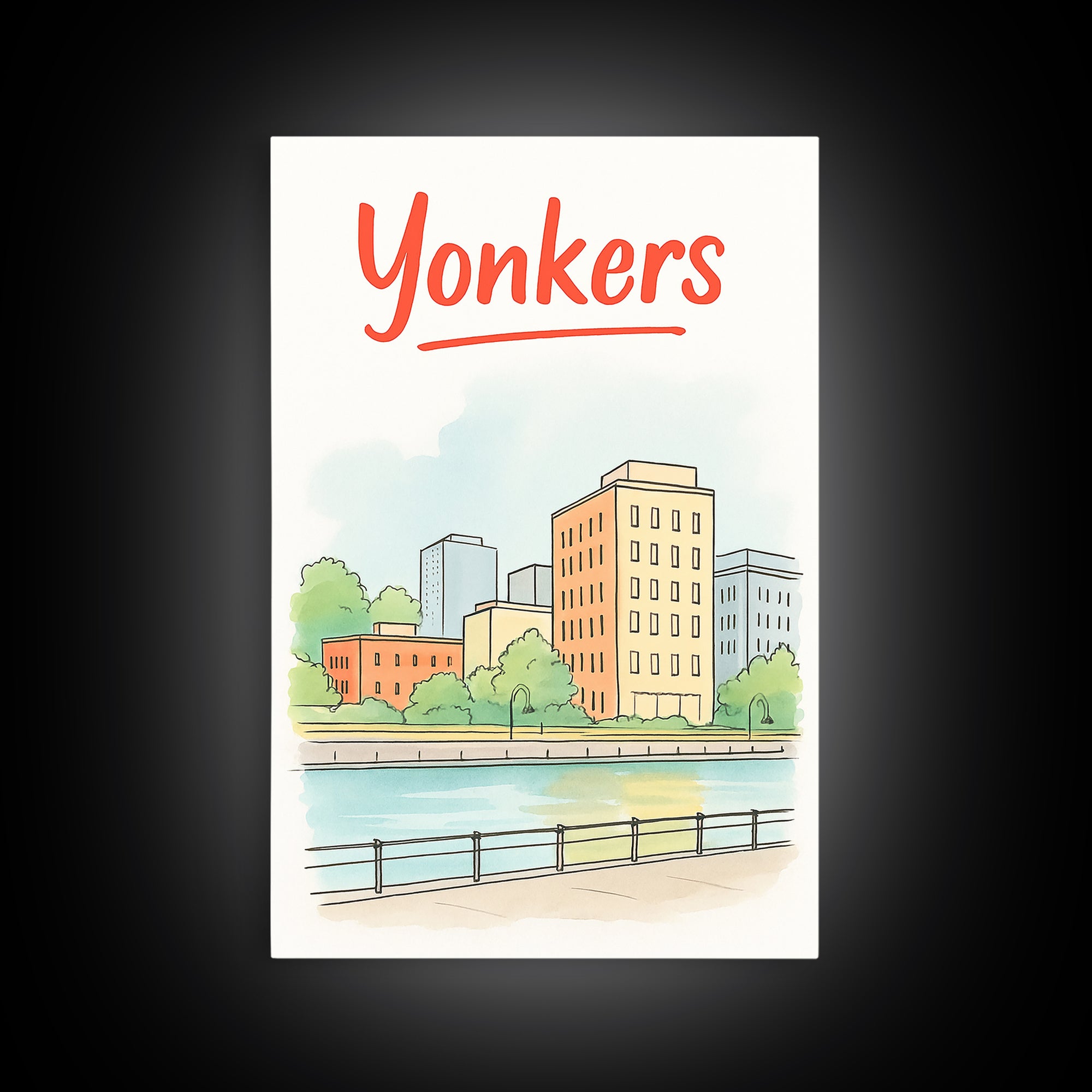 Yonkers Travel Poster, Canvas Print, Soft Sketch Travel Art, Yonkers City Art, City Travel Prints, Vintage Travel Art, Travel Poster Art