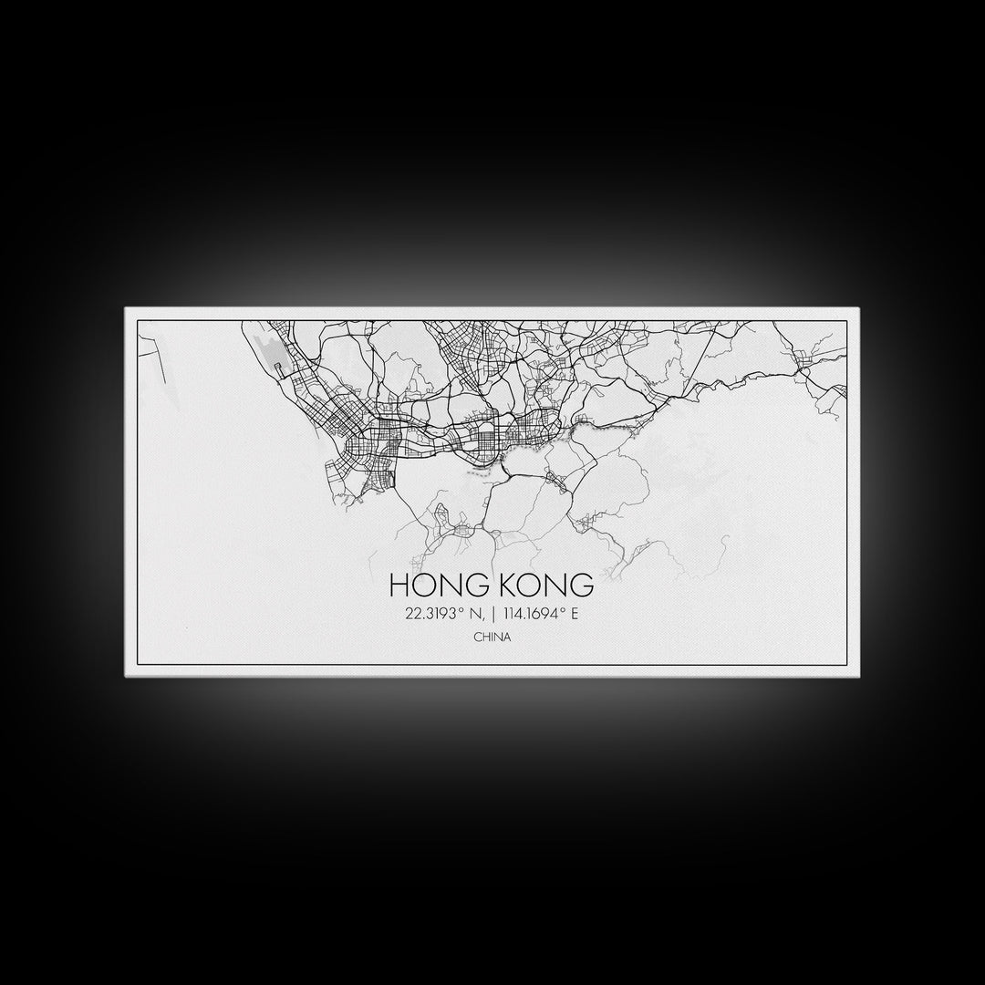 Hong Kong City Map, China Map, Map Art, Modern Art, Wall Art, Canvas Art, Asian Wall Art, Simple Wall Art, Wall Prints Trendy, Modern Gift