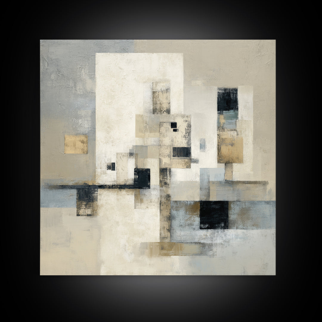 Sophisticated Neutral Abstract Framed Canvas Print, Hotel Art, Modern Decor, Hotel Decor, Abstract Art, Boutique, Poster, HOT-1x1-1