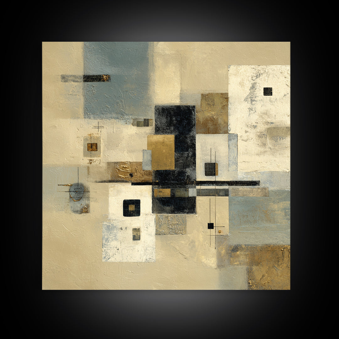 Gold Accented Abstract for Upscale Lobby Canvas Print, Hotel Art, Beach House Decor, Hotel Decor, Abstract Art, Boutique, HOT-1x1-13