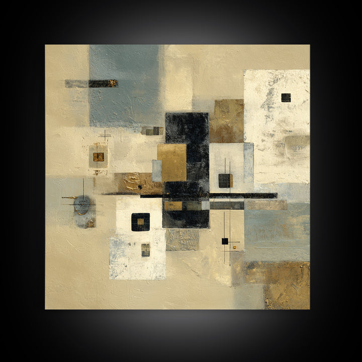 Gold Accented Abstract for Upscale Lobby Canvas Print, Hotel Art, Beach House Decor, Hotel Decor, Abstract Art, Boutique, HOT-1x1-13