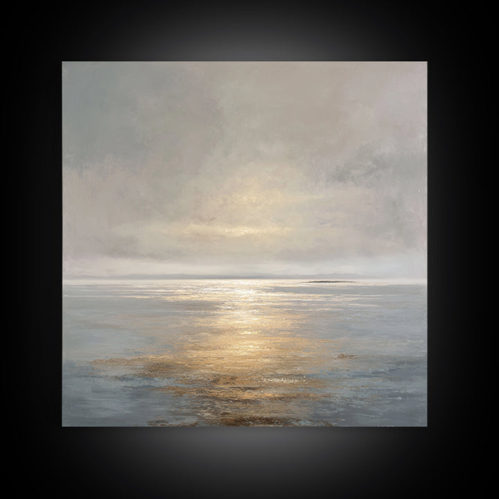 Large Calming Seascape Canvas Print, Hotel Art, Art Deco, Hotel Decor, Boutique, Minimalist Wall Art, Gallery Wall Art, HOT-1x1-3