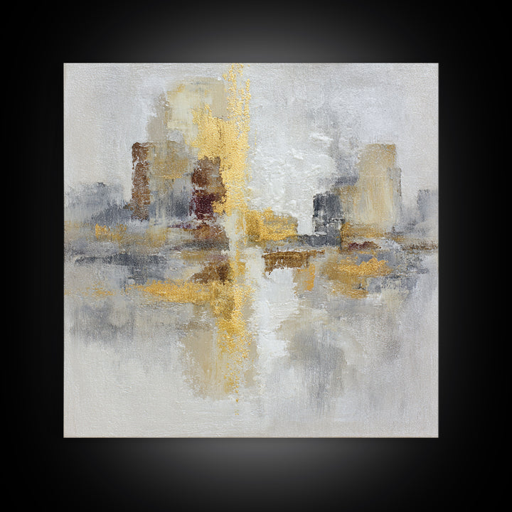 Gold Accented Abstract for Upscale Lobby Framed Canvas Print, Hotel Art, Boho Decor, Hotel Decor, Fine Art, Boutique, HOT-1x1-37