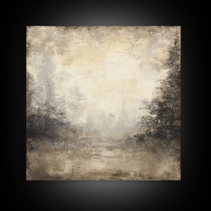Misty Forest with Refined Calm Atmosphere Framed Canvas Print, Hotel Art, Gallery Decor, Hotel Decor, Fine Art, Boutique, HOT-1x1-38
