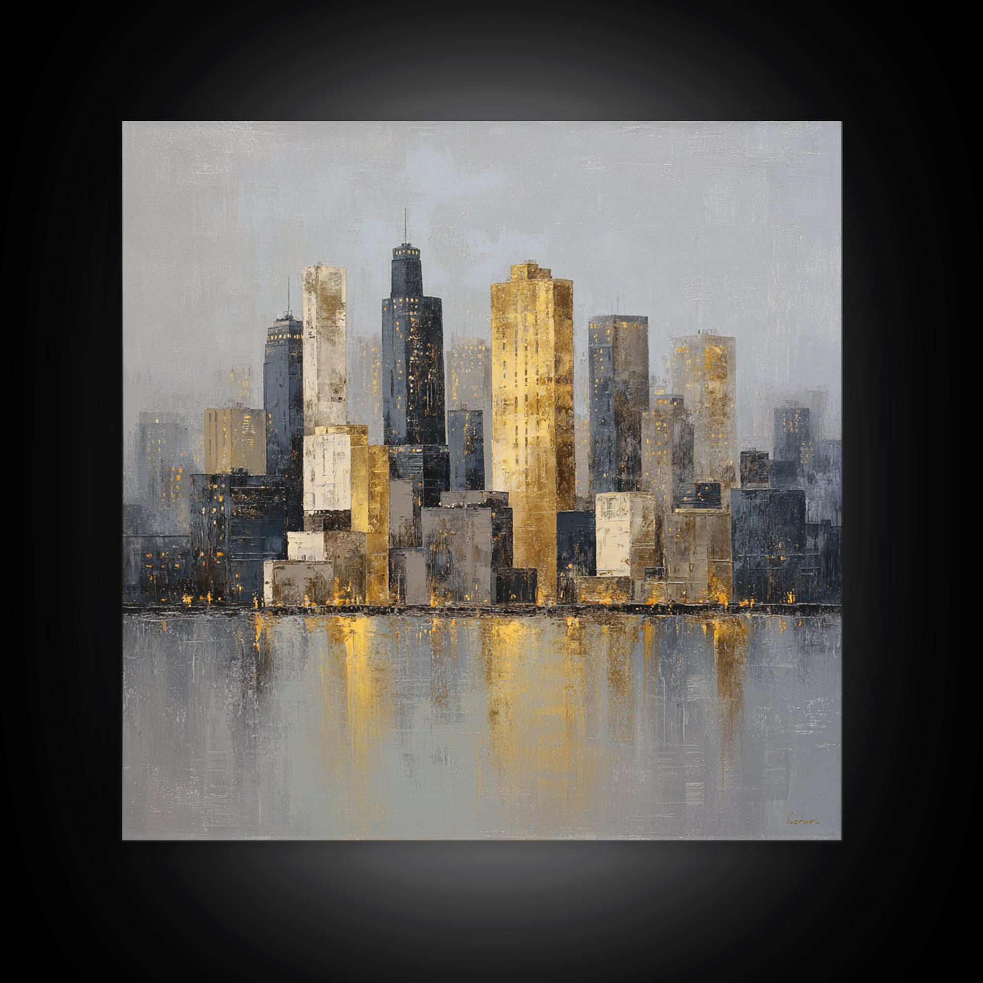 Quiet City Skyline Canvas Print, Hotel Art, Travel Poster, Hotel Decor, Abstract Art, Boutique, Minimalist Decor, HOT-1x1-50
