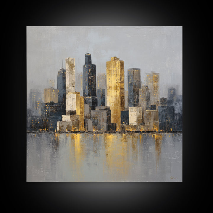 Quiet City Skyline Canvas Print, Hotel Art, Travel Poster, Hotel Decor, Abstract Art, Boutique, Minimalist Decor, HOT-1x1-50