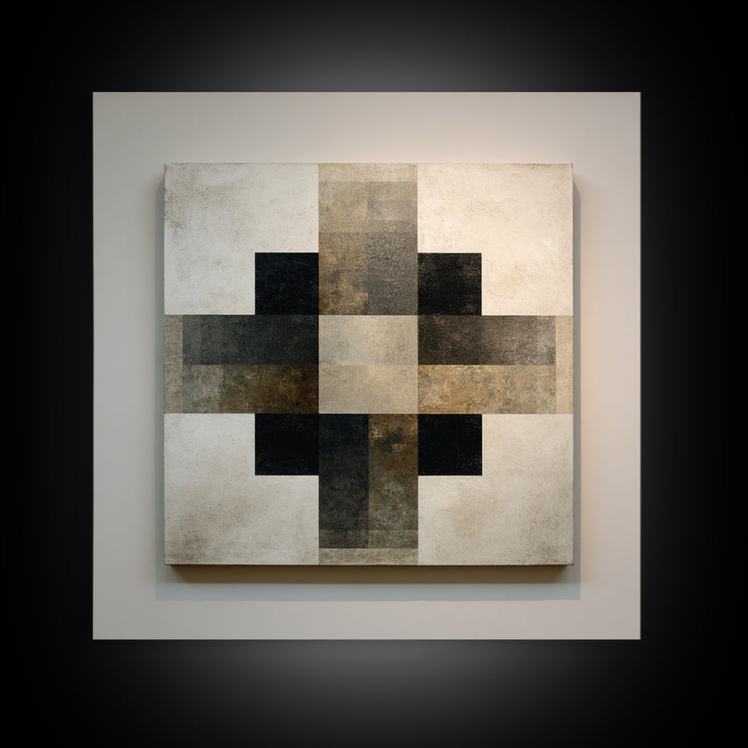 Modern Geometric Composition Framed Canvas Print, Hotel Art, Abstract Art, Hotel Decor, Fine Art, Boutique, Gallery Wall Art, HOT-1x1-7