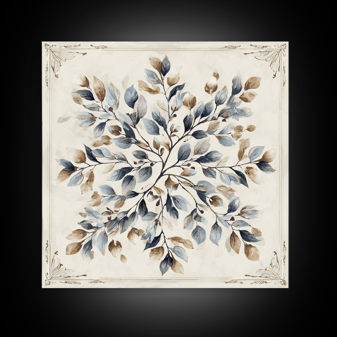 Elegant Botanical Branch on Ivory Ground Canvas Print, Hotel Art, Poster, Hotel Decor, Fine Art, Boutique, Wood Wall Art, HOT-1x1-77