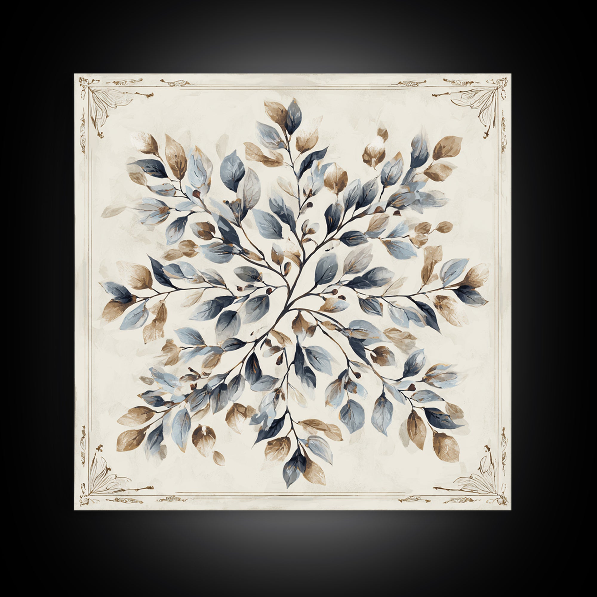 Elegant Botanical Branch on Ivory Ground Canvas Print, Hotel Art, Poster, Hotel Decor, Fine Art, Boutique, Wood Wall Art, HOT-1x1-77