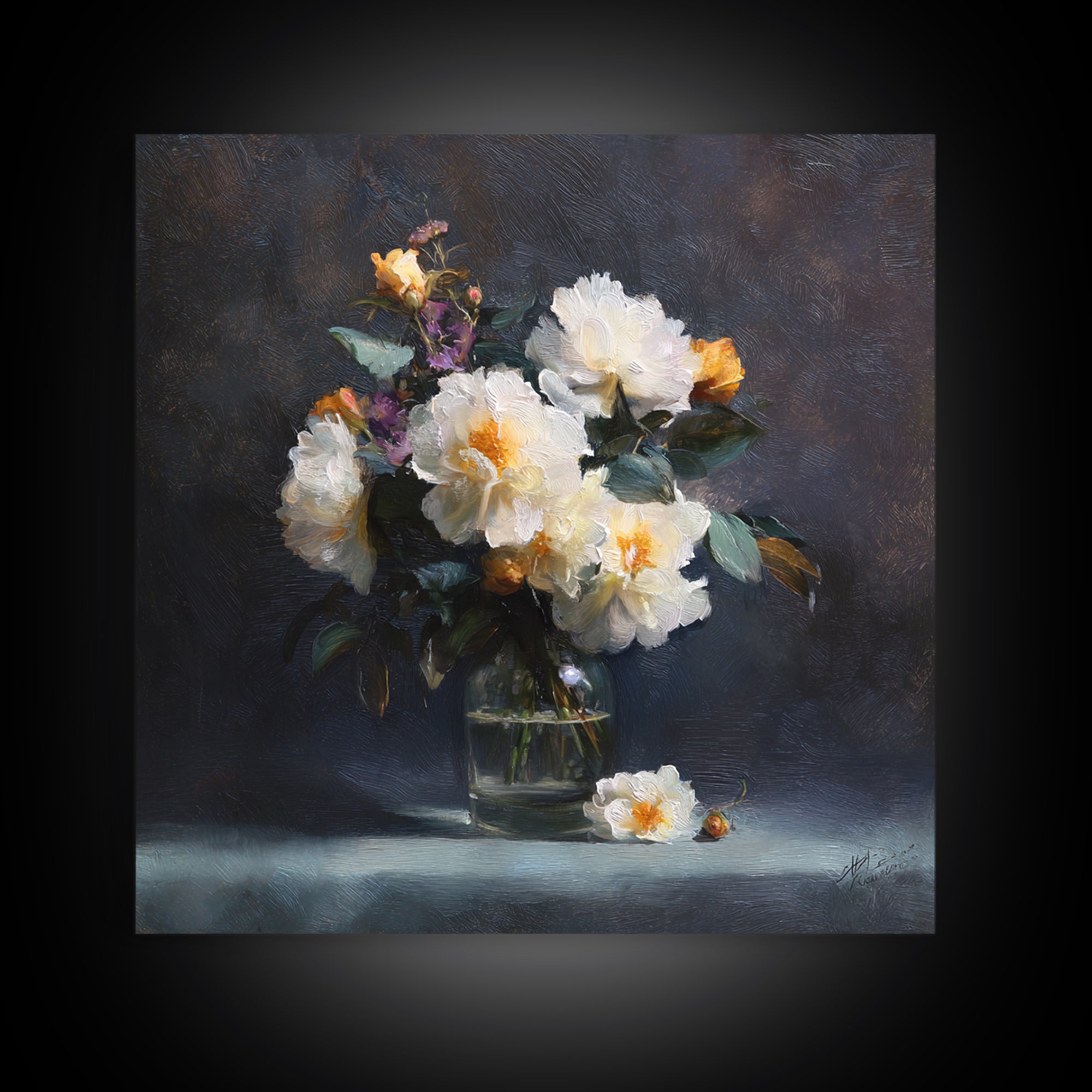 Classic Oil Painted Floral Still Life Canvas Print, Hotel Art, Art, Hotel Decor, Oil Painting, Boutique, Printable Art, HOT-1x1-81
