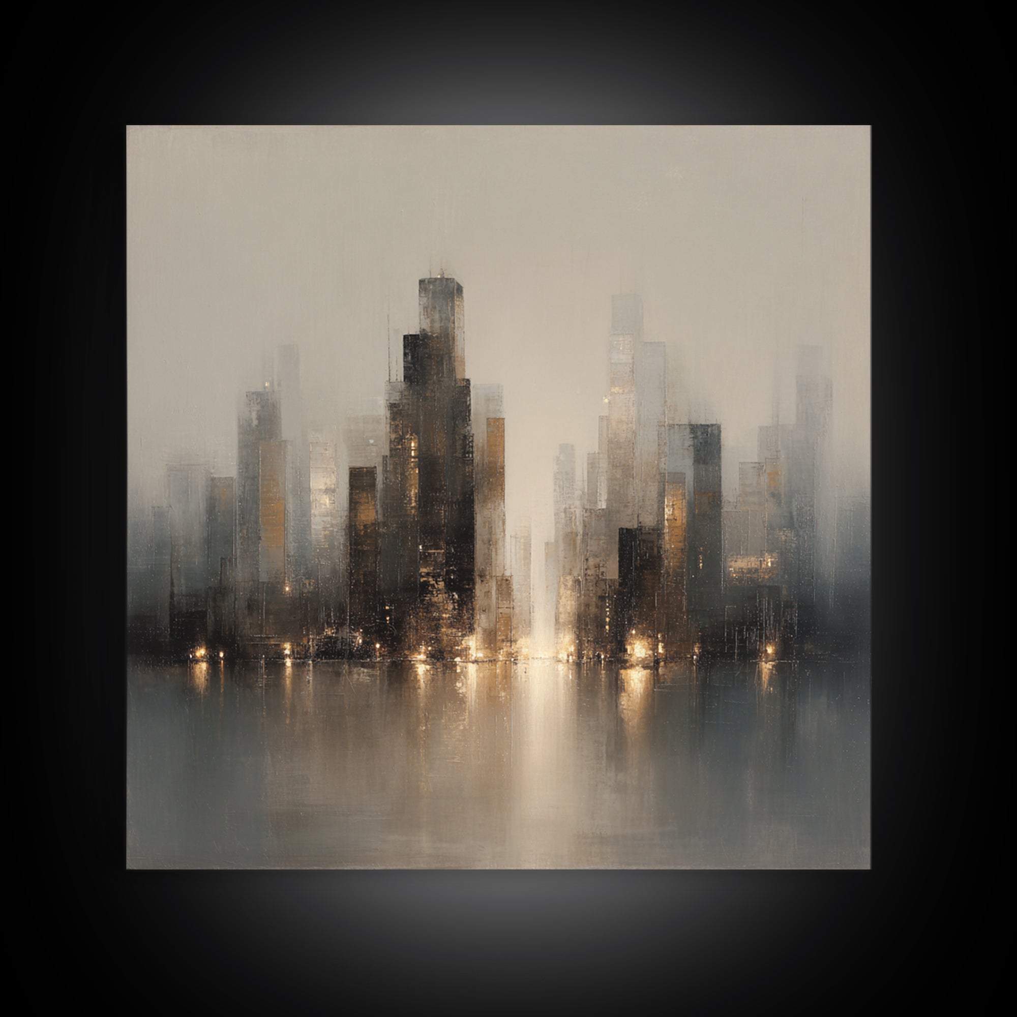 Quiet City Skyline Canvas Print, Hotel Art, Hotel Decor, Abstract Art, Boutique, Hazbin Hotel, Mid Century Modern, HOT-1x1-98