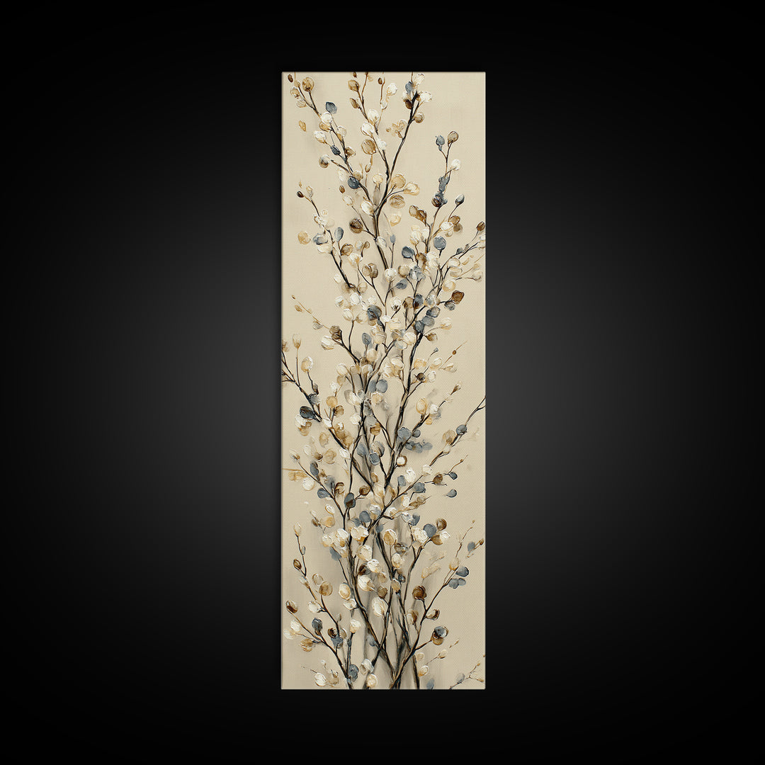 Elegant Botanical Branch on Ivory Ground Canvas Print, Hotel Art, Poster, Hotel Decor, Fine Art, Boutique, Wood Wall Art, HOT-1x3-17