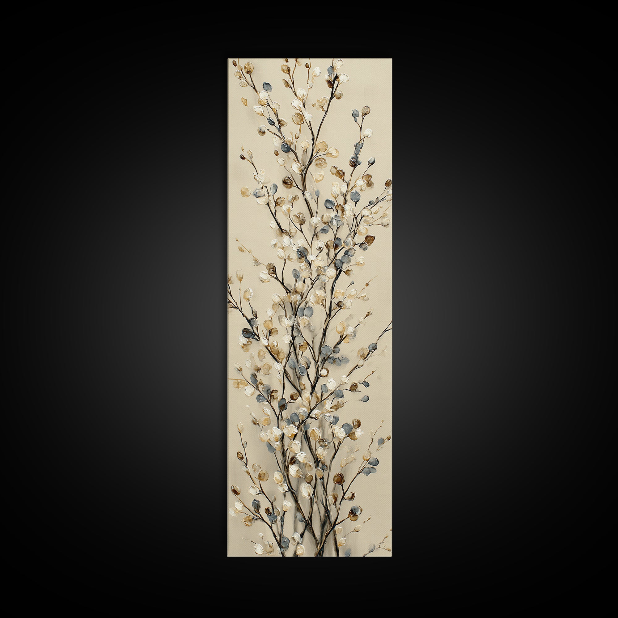Elegant Botanical Branch on Ivory Ground Canvas Print, Hotel Art, Poster, Hotel Decor, Fine Art, Boutique, Wood Wall Art, HOT-1x3-17