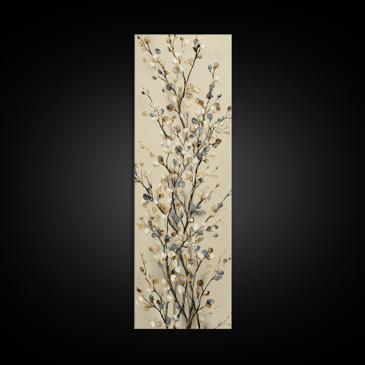 Elegant Botanical Branch on Ivory Ground Canvas Print, Hotel Art, Poster, Hotel Decor, Fine Art, Boutique, Wood Wall Art, HOT-1x3-17