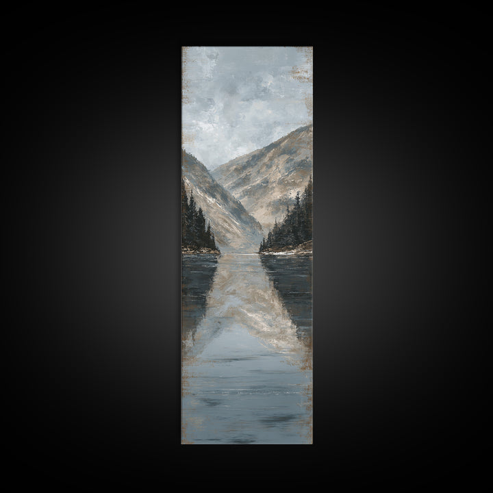Serene Mountain Lake for Boutique Hotel Mood Framed Canvas Print, Hotel Art, Poster, Hotel Decor, Fine Art, Boutique, HOT-1x3-20
