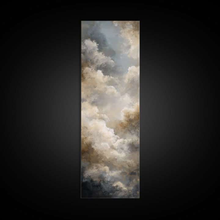 Large Cloudscape with Subtle Drama Framed Canvas Print, Hotel Art, Textured Painting, Hotel Decor, Fine Art, Boutique, HOT-1x3-29