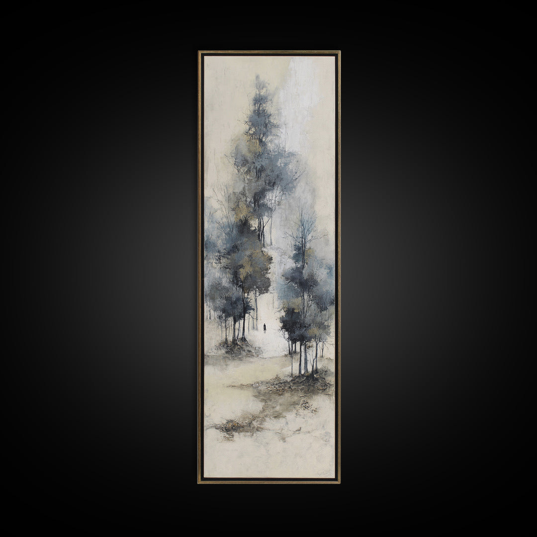 Japanese Ink Landscape Framed Canvas Print, Hotel Art, City Wall Art, Hotel Decor, Fine Art, Boutique, Minimalist Decor, HOT-1x3-30