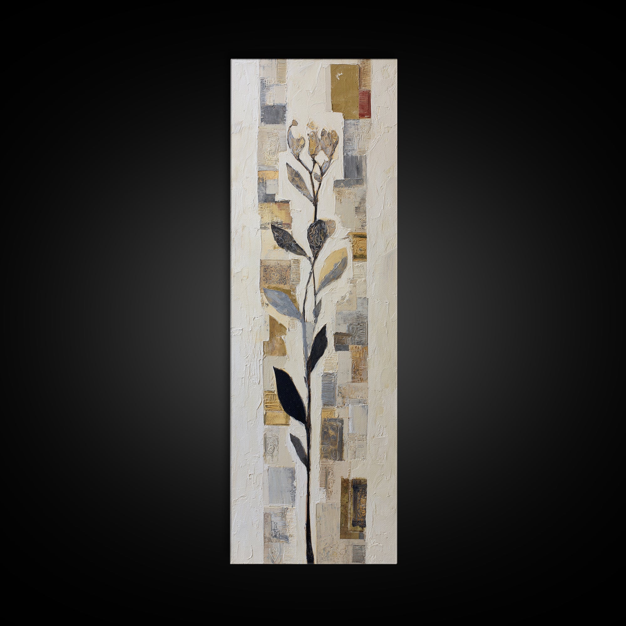 Elegant Botanical Branch on Ivory Ground Canvas Print, Hotel Art, Gallery Wall Art, Hotel Decor, Boutique, Luxury Decor, HOT-1x3-41