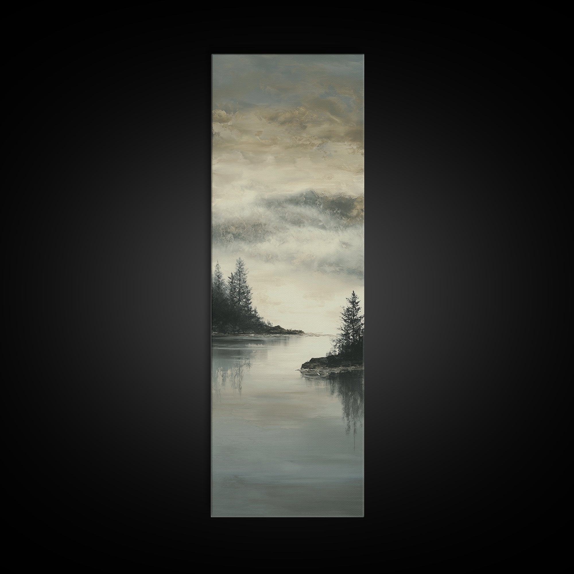 Luxury Monochrome Landscape Canvas Print, Hotel Art, Neutral Decor, Hotel Decor, Oil Painting, Boutique, Home Decor, Poster, HOT-1x3-42