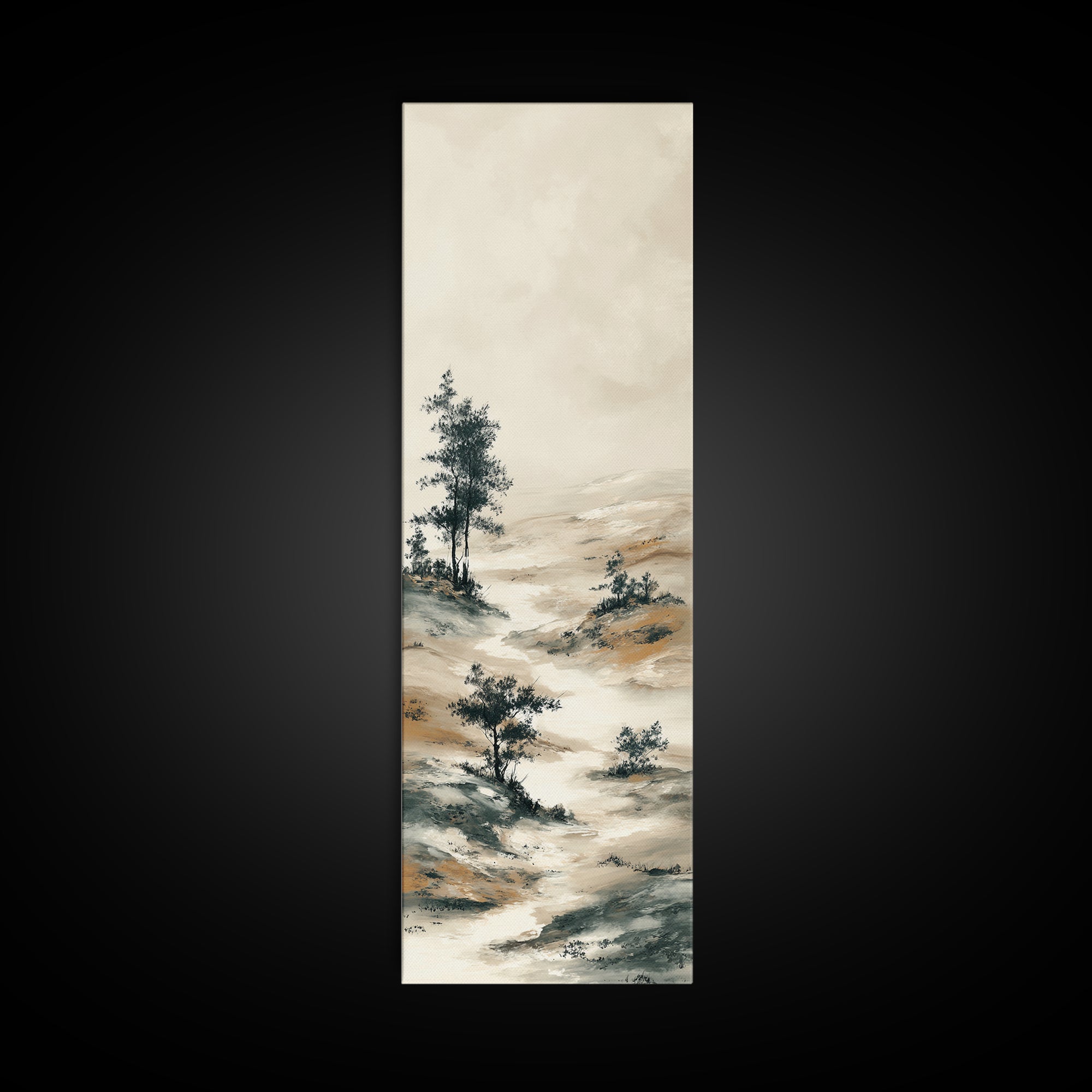 Japanese Ink Landscape Framed Canvas Print, Hotel Art, City Wall Art, Hotel Decor, Fine Art, Boutique, Minimalist Decor, HOT-1x3-54