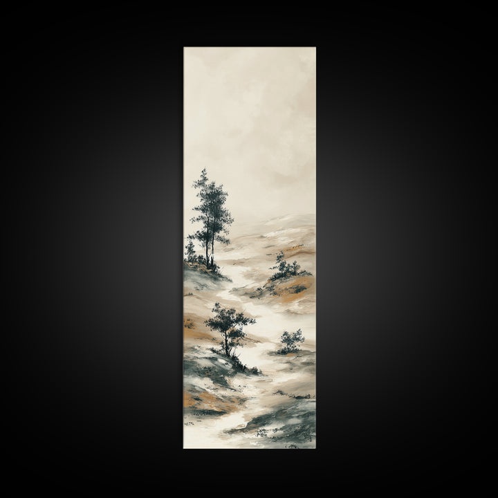 Japanese Ink Landscape Framed Canvas Print, Hotel Art, City Wall Art, Hotel Decor, Fine Art, Boutique, Minimalist Decor, HOT-1x3-54