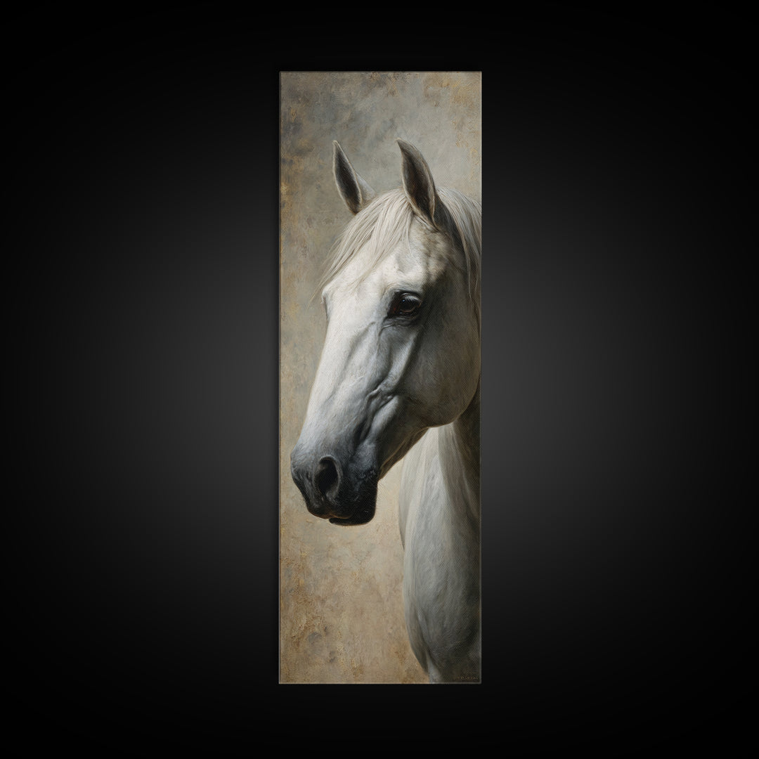 Neutral Horse Portrait Framed Canvas Print, Hotel Art, Coastal Wall Art, Hotel Decor, Fine Art, Boutique, Fine Art Print, HOT-1x3-76