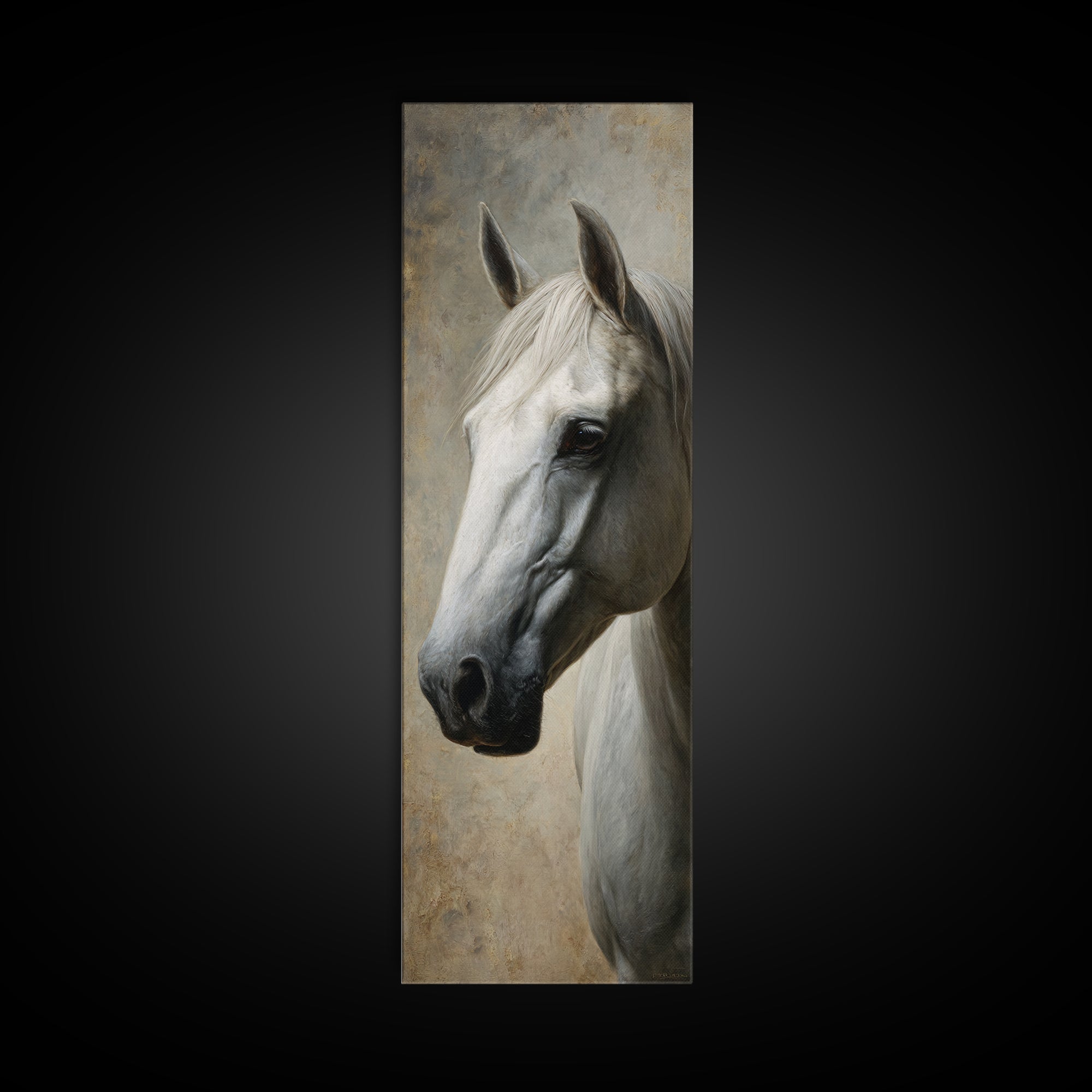 Neutral Horse Portrait Framed Canvas Print, Hotel Art, Coastal Wall Art, Hotel Decor, Fine Art, Boutique, Fine Art Print, HOT-1x3-76