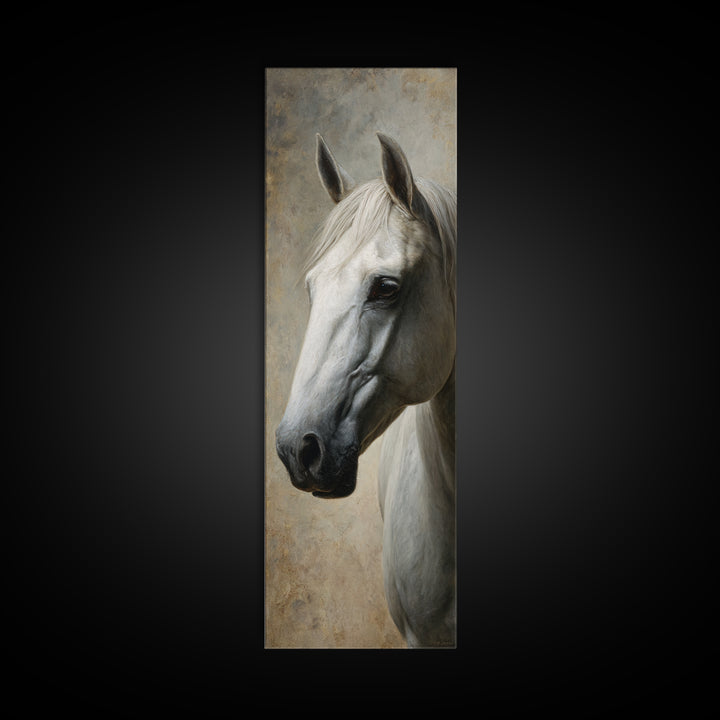 Neutral Horse Portrait Framed Canvas Print, Hotel Art, Coastal Wall Art, Hotel Decor, Fine Art, Boutique, Fine Art Print, HOT-1x3-76