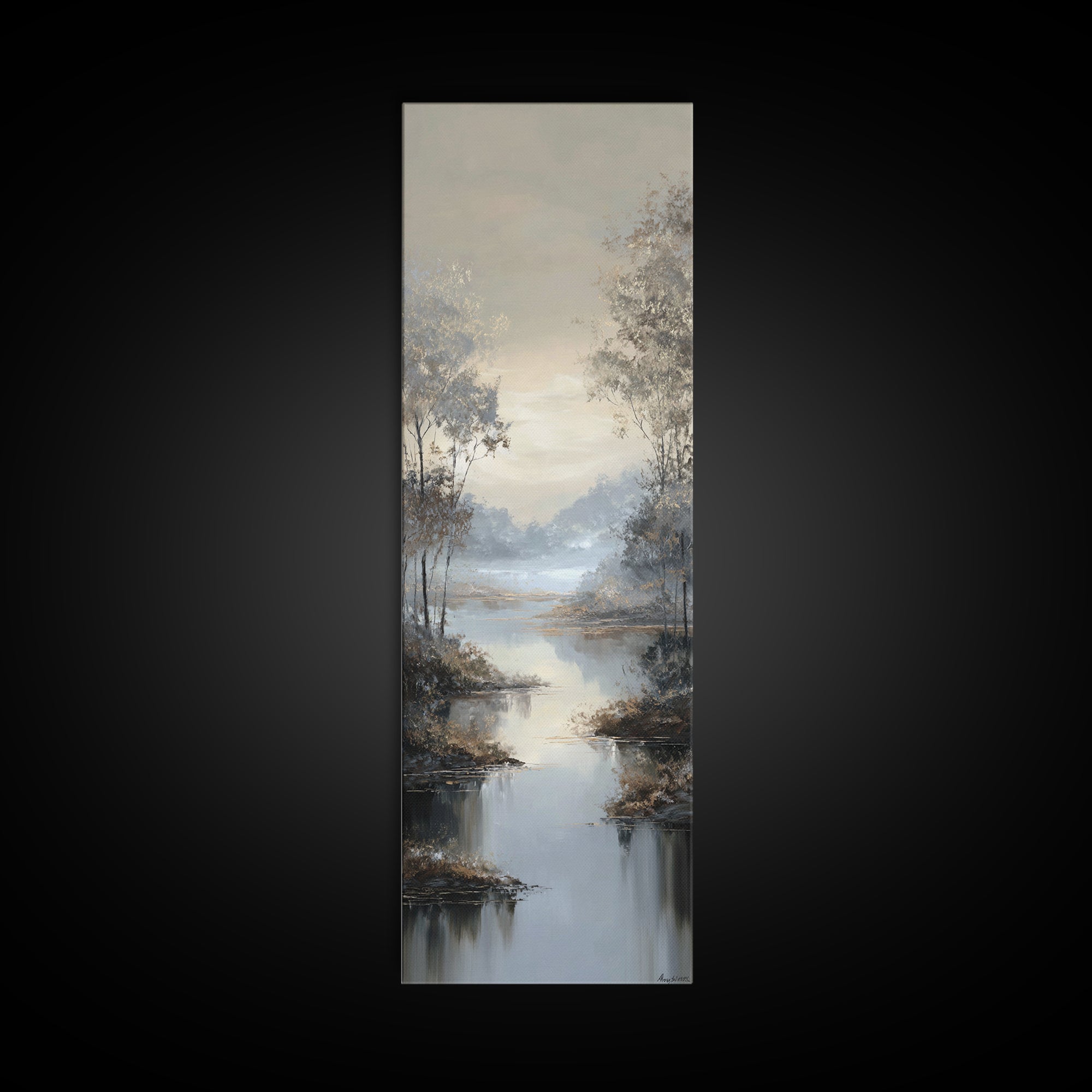Luxury Monochrome Landscape Canvas Print, Hotel Art, Wall Art, Hotel Decor, Fine Art, Boutique, Abstract Art, Framed Art, HOT-1x3-90