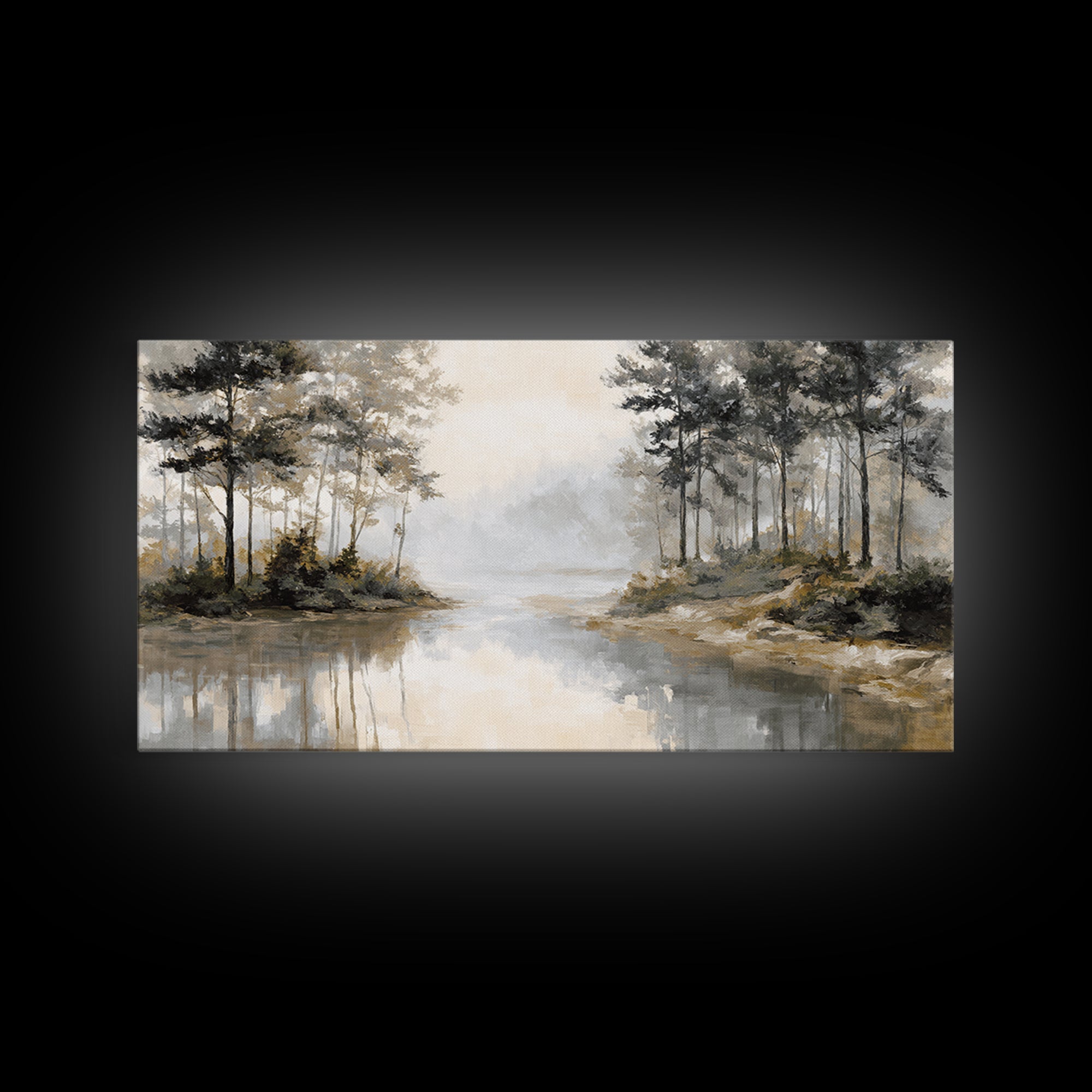 Misty Forest with Refined Calm Atmosphere Framed Canvas Print, Hotel Art, Contemporary Art, Hotel Decor, Fine Art, Boutique, HOT-2x1-10