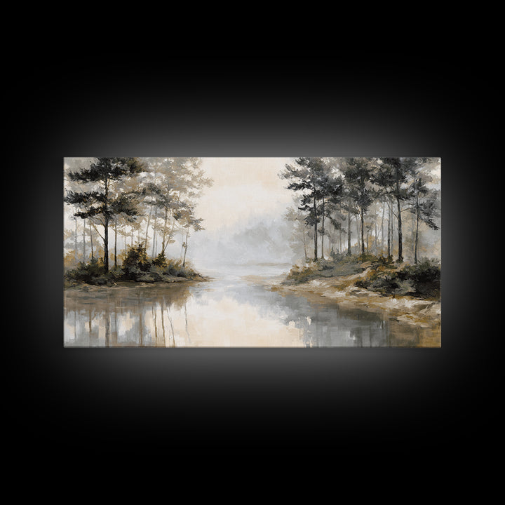 Misty Forest with Refined Calm Atmosphere Framed Canvas Print, Hotel Art, Contemporary Art, Hotel Decor, Fine Art, Boutique, HOT-2x1-10