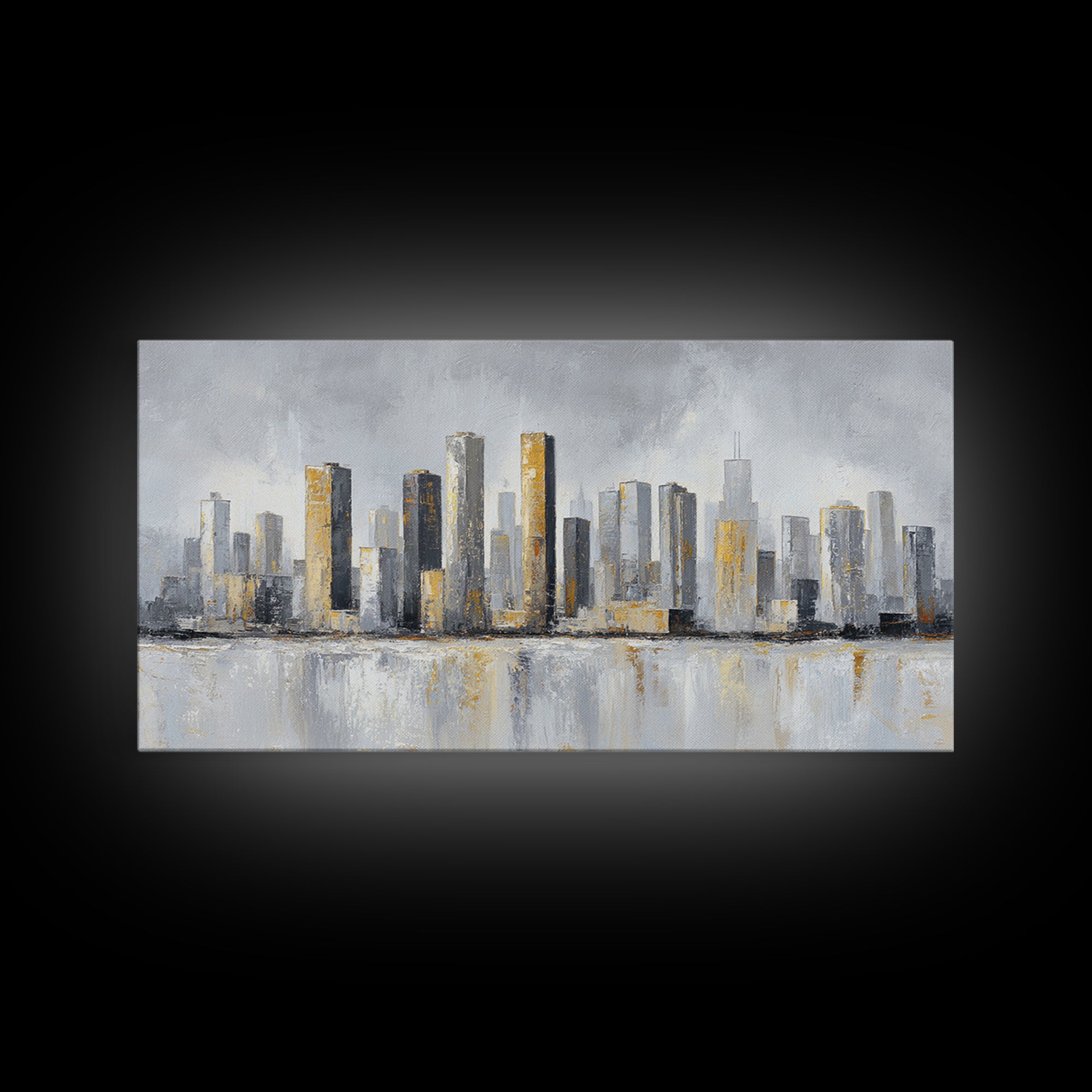 Quiet City Skyline Canvas Print, Hotel Art, Hotel Decor, Abstract Art, Boutique, Hazbin Hotel, Mid Century Modern, HOT-2x1-22