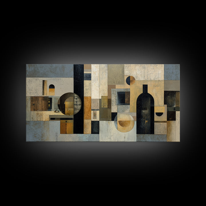 Modern Geometric Composition Framed Canvas Print, Hotel Art, Boho Decor, Hotel Decor, Fine Art, Boutique, Painting, Art Prints, HOT-2x1-27