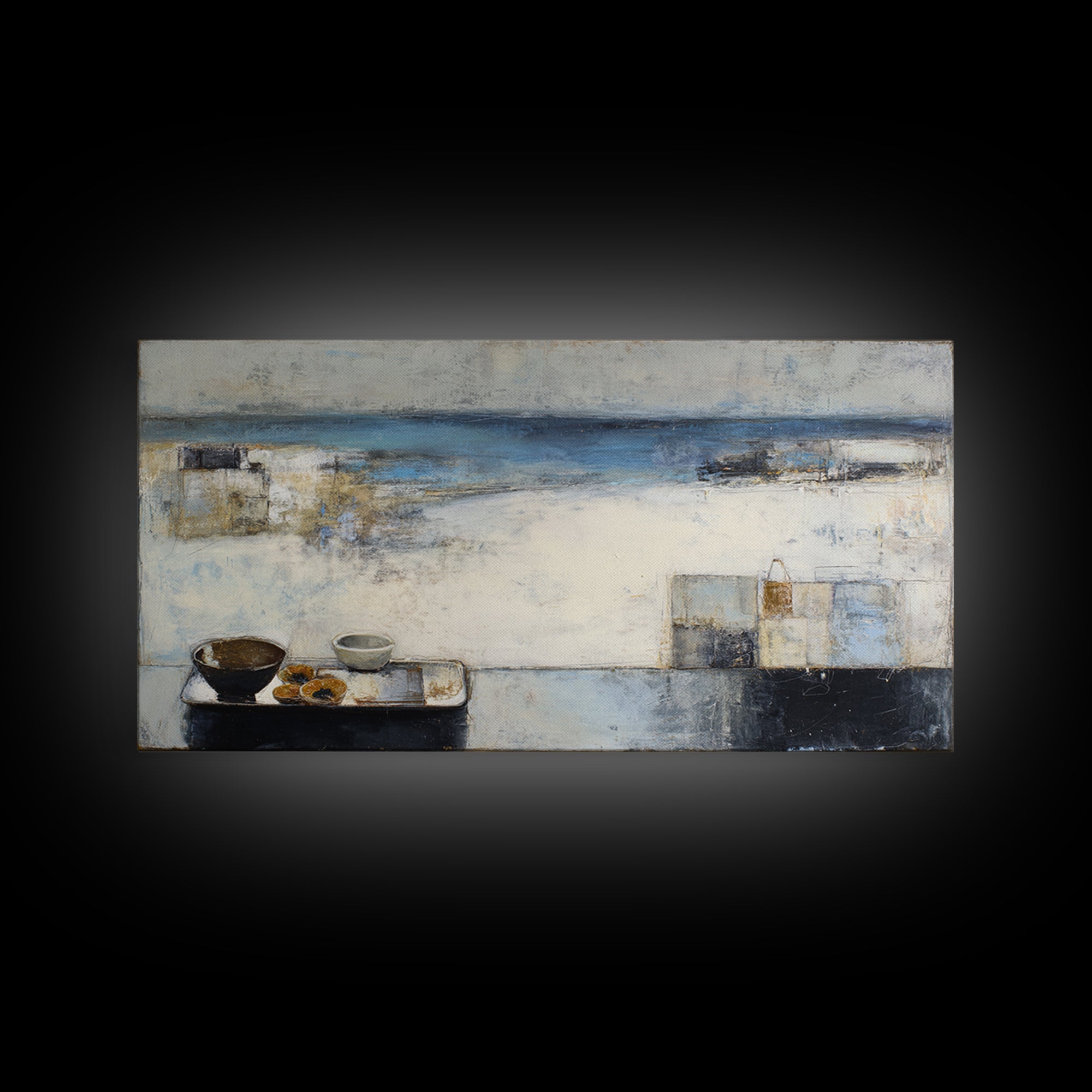 Mediterranean Terrace View Focused on Sea and Canvas Print, Hotel Art, Large Wall Art, Hotel Decor, Fine Art, Boutique, HOT-2x1-31