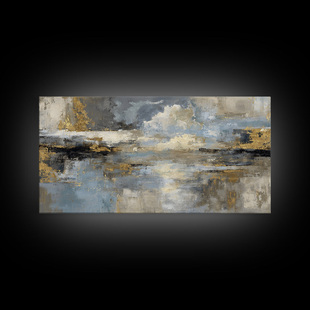 Gold Accented Abstract for Upscale Lobby Framed Canvas Print, Hotel Art, Wall Decor, Hotel Decor, Abstract Art, Boutique, HOT-2x1-33