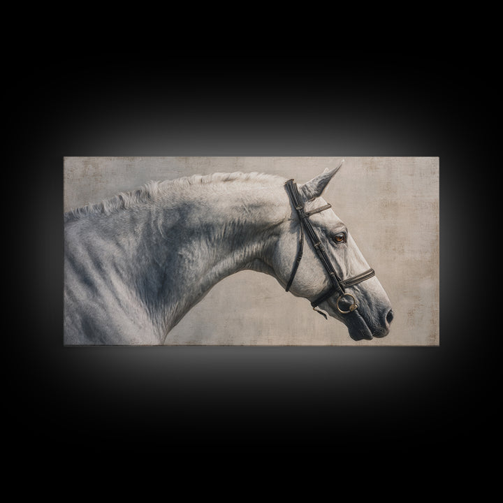 Neutral Horse Portrait Canvas Print, Hotel Art, Home Decor, Hotel Decor, Fine Art, Boutique, Framed Art, Wood Wall Art, HOT-2x1-36