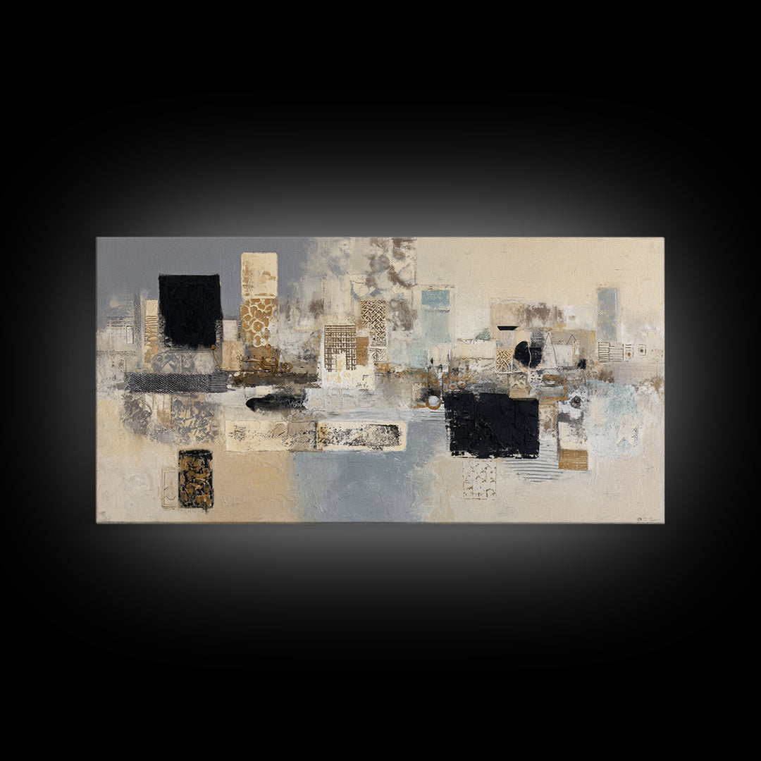 Sophisticated Neutral Abstract Framed Canvas Print, Hotel Art, Abstract Art, Hotel Decor, Fine Art, Boutique, Gallery Wall Art, HOT-2x1-45